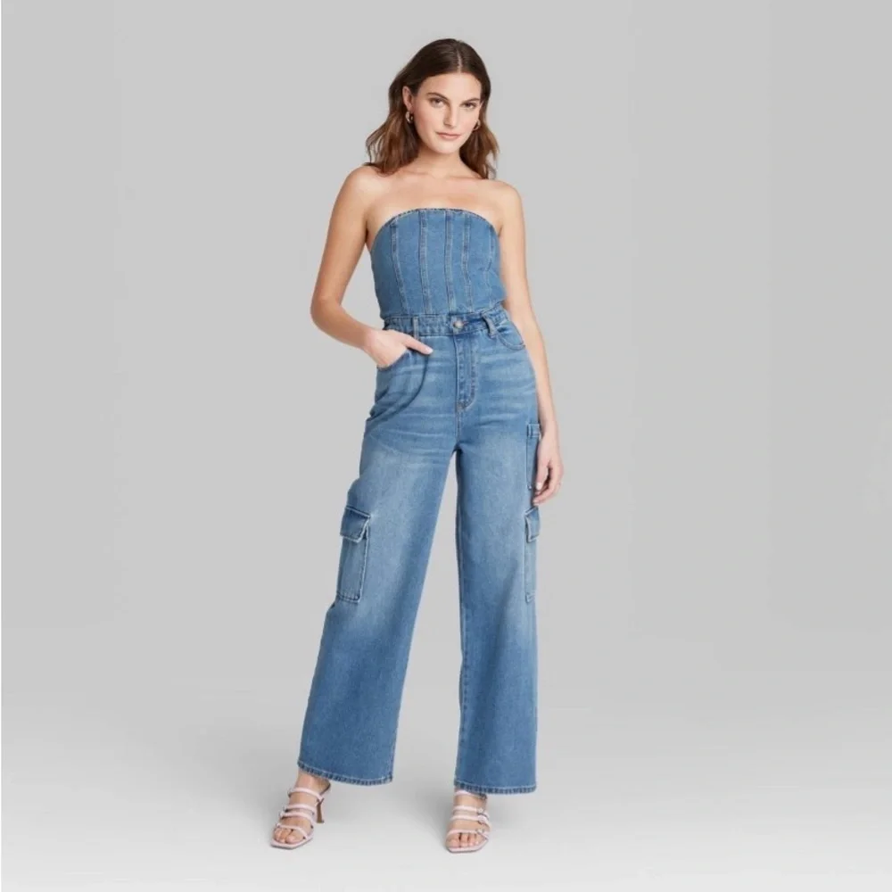 Women's Tube Cargo Denim Jumpsuit - Wild
Fable™ Medium Wash new - Picture 2 of 8